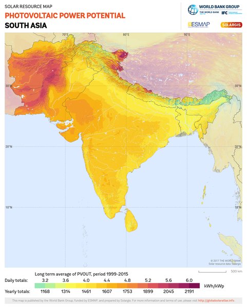 光伏发电潜力, South Asia